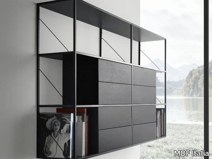 MINIMA 3.0 HANGING - Open floating aluminium bookcase _ MDF Italia