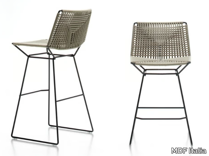 NEIL TWIST - Sled base rope stool with footrest _ MDF Italia