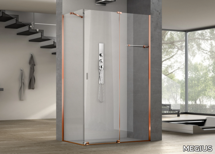 ILLUSION - Corner glass shower cabin with sliding door _ MEGIUS