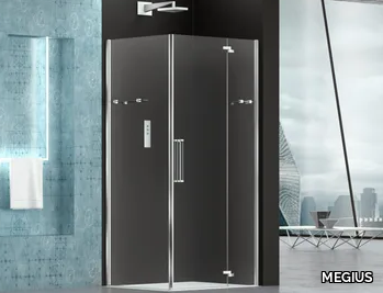 PRISMA 2.0 - Corner glass shower cabin with hinged door _ MEGIUS