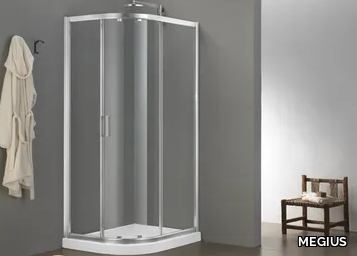 MORE LIVE SWIM - Corner glass shower cabin with sliding door _ MEGIUS