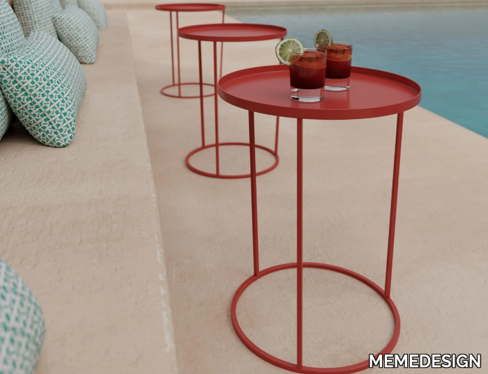 COSTANCE - Steel garden side table with tray _ MEMEDESIGN