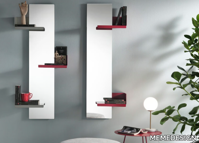 CACTUS - Rectangular wall-mounted mirror with shelf _ MEMEDESIGN