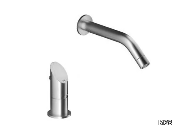 CB214 - 2 hole wall-mounted stainless steel washbasin mixer _ MGS