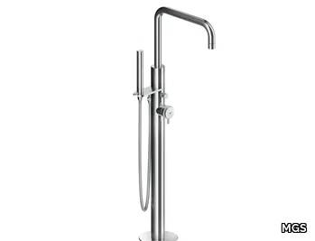 ER519 - Floor standing stainless steel bathtub mixer with hand shower _ MGS