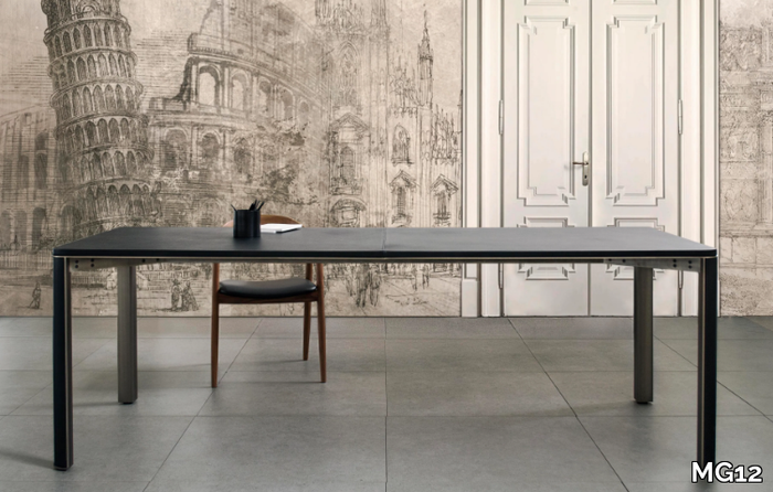 GREGORIO - Rectangular steel and leather table _ MG12