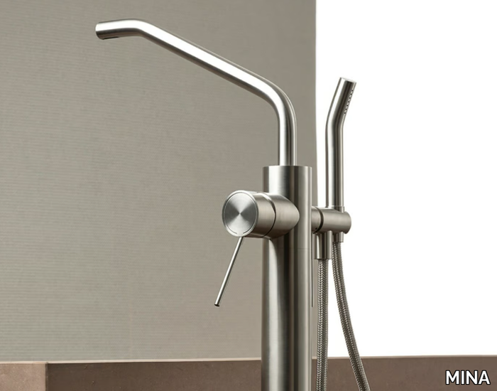 CORSIVO 118711T - Floor standing stainless steel bathtub mixer _ MINA