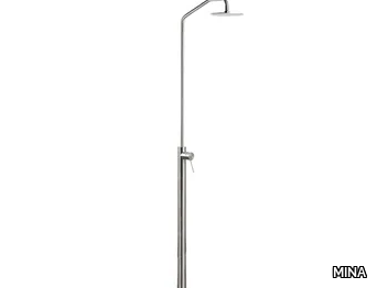 CORSIVO 11801T - Floor standing stainless steel shower panel with overhead shower _ MINA