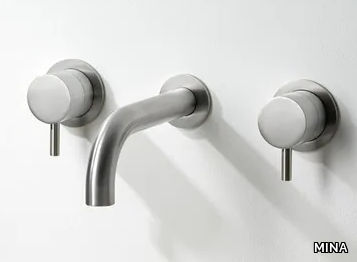 STIRIANA 6289 - 3 hole wall-mounted stainless steel washbasin mixer _ MINA