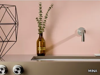 SYNTH 4618 - 3 hole wall-mounted stainless steel washbasin tap _ MINA