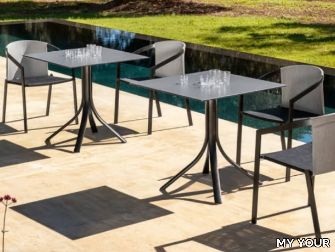 PUSH - Drop-leaf steel garden table and HPL top _ MY YOUR