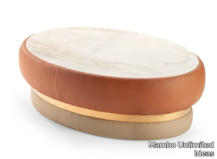 CLOHÉ - Oval Estremoz marble and leather coffee table _ Mambo Unlimited Ideas