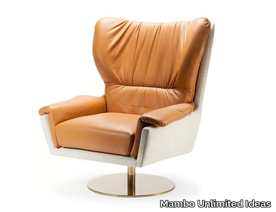 CLOSER - Swivel leather armchair with armrests _ Mambo Unlimited Ideas