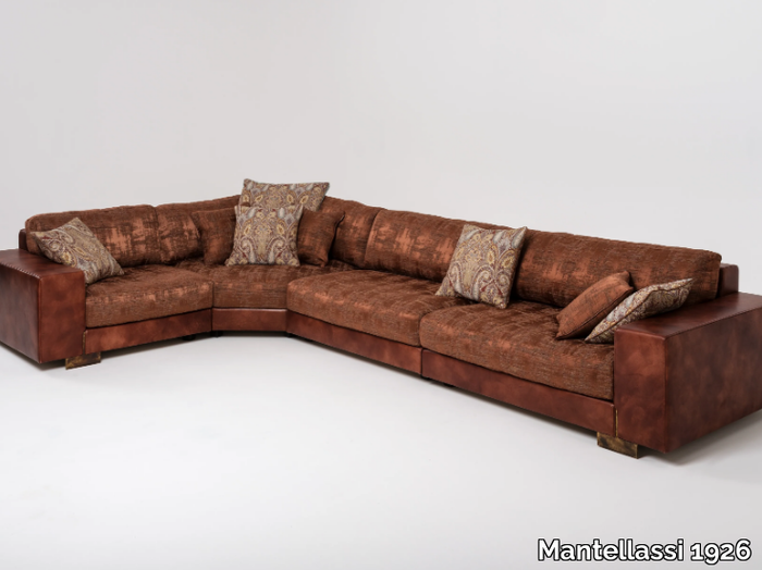 YOU GLAM - Corner leather and fabric sofa _ Mantellassi 1926