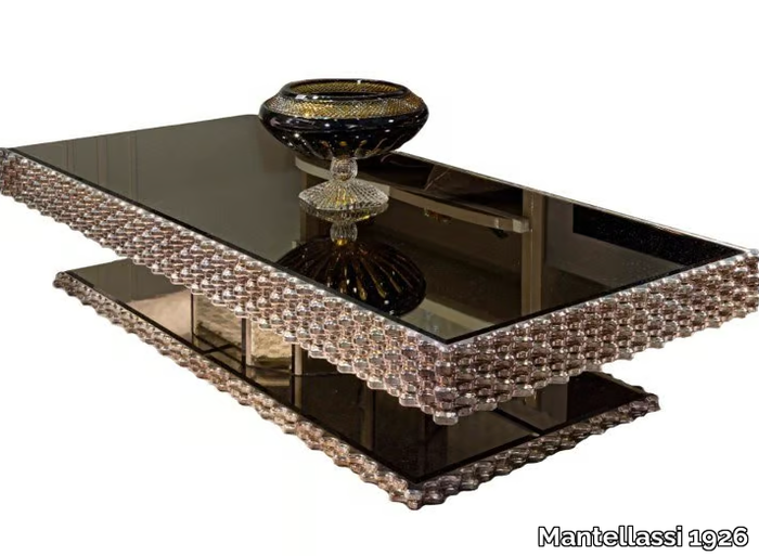 OLA - Low wooden and mirrored glass coffee table _ Mantellassi 1926