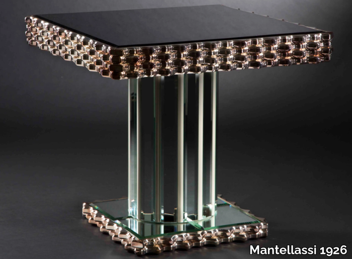 OLA - Mirrored glass and wooden high side table _ Mantellassi 1926