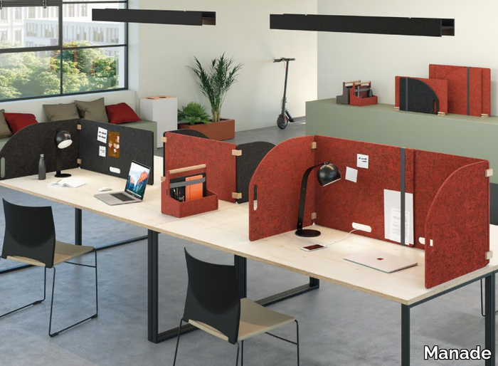 OASIS WOOD - Sound absorbing recycled PET desktop partition _ Manade