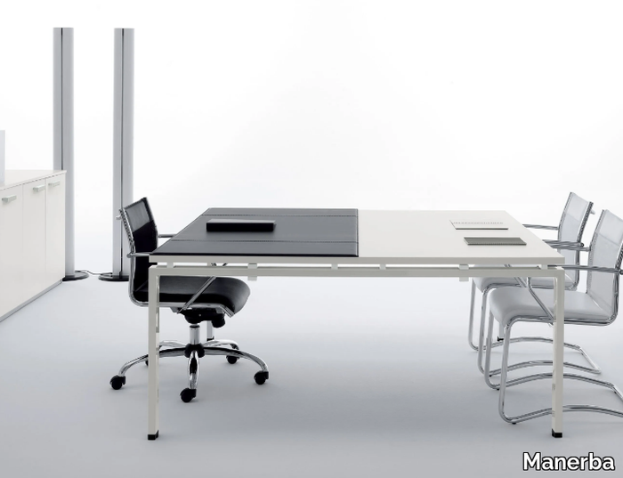 CLICK - Square meeting table with leather desk pad _ Manerba