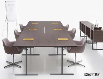 T-LEG - Rectangular meeting table with cable management _ Manerba