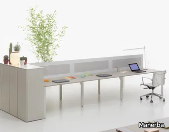 YOU-ECO - Multiple rectangular office desk with sound absorbing screens _ Manerba