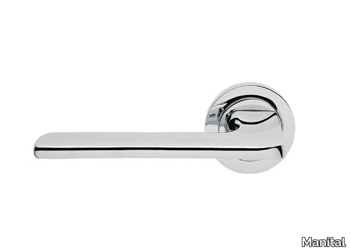 BLADE - Brass door handle on rose with lock _ Manital