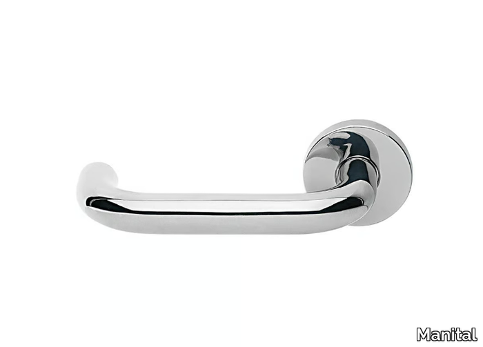 ARTICA - Stainless steel door handle with lock on rose _ Manital