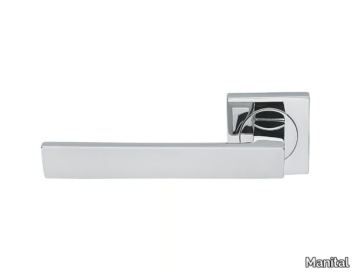 CLINIA - Brass door handle with lock on rose _ Manital