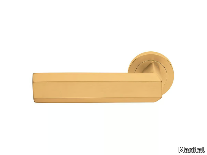 EXA - Brass door handle with lock on rose _ Manital