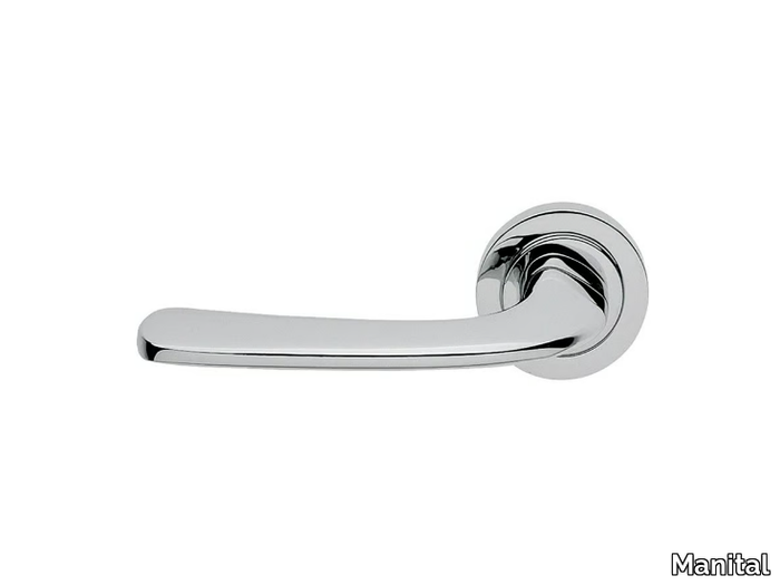 GO-GO - Brass door handle on rose with lock _ Manital