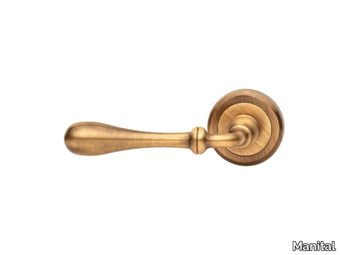 MARY - Brass door handle on rose with lock _ Manital