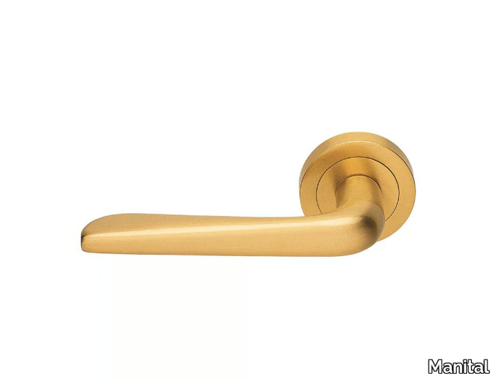 PETRA - Brass door handle with lock on rose _ Manital