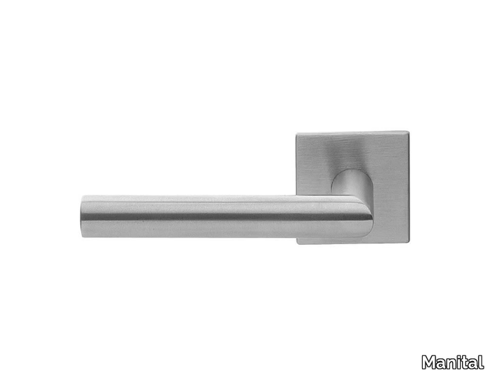 POLARE - Stainless steel door handle on rose with lock _ Manital