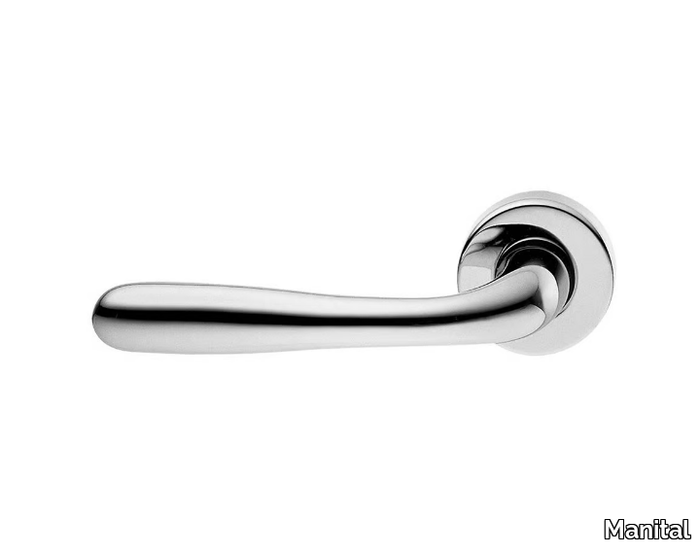 RUBINO - Brass door handle on rose with lock _ Manital