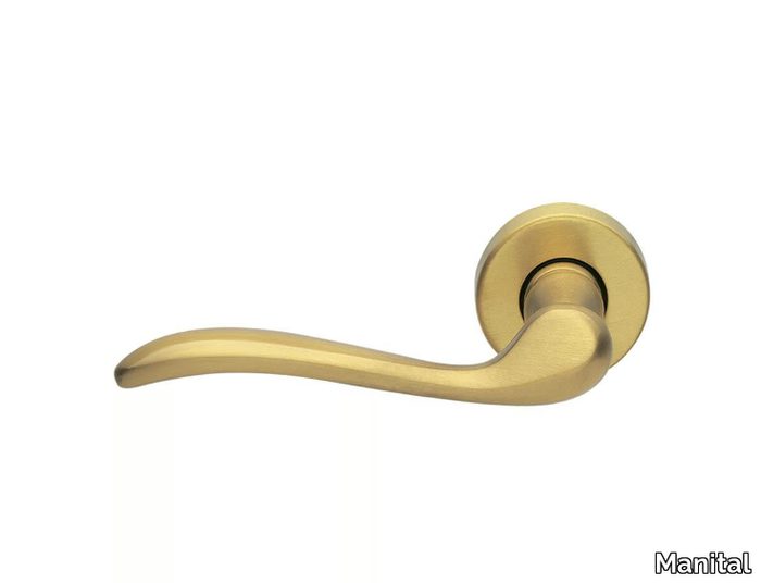 TOSCA - Brass door handle on rose with lock _ Manital