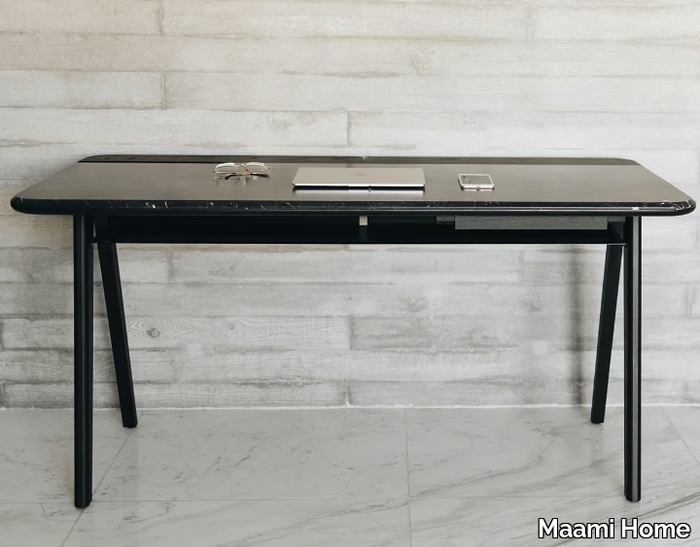 DRAFT DESK NERO MARQUINA - Rectangular marble writing desk _ Maami Home