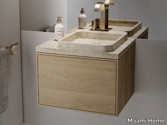 KAUAI - Travertine vanity unit with drawers _ Maami Home