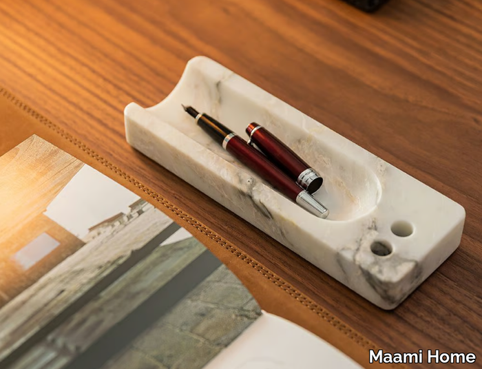 HALF PIPE ARABESCATO - Arabescato marble pen holder _ Maami Home