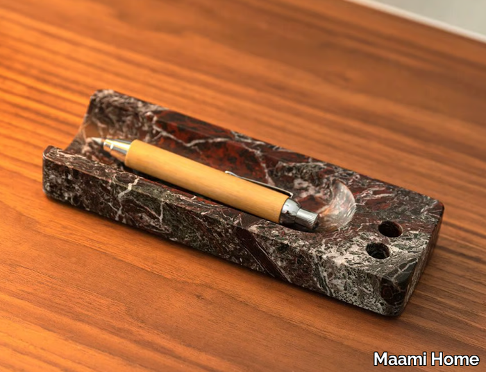 HALF PIPE ROSSO LEVANTO - Rojo Levanto marble pen holder _ Maami Home