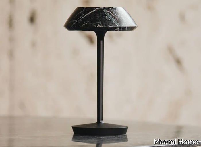 mini FIORE BLACK - Rechargeable marble table lamp _ Maami Home