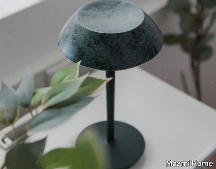 mini FIORE GREEN - Rechargeable marble table lamp _ Maami Home