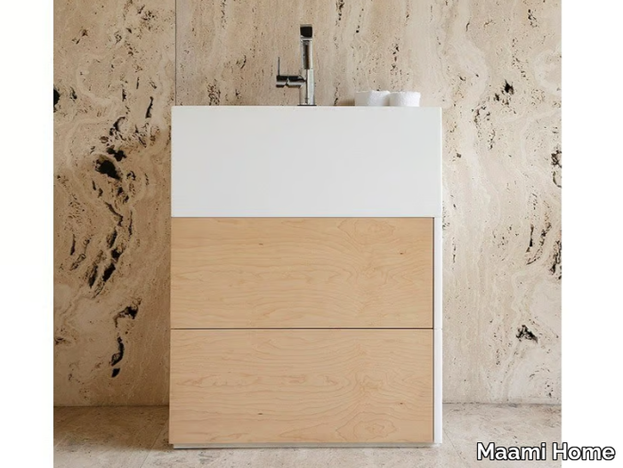 PUNALU'U - Freestanding White Thassos marble washbasin with drawers _ Maami Home