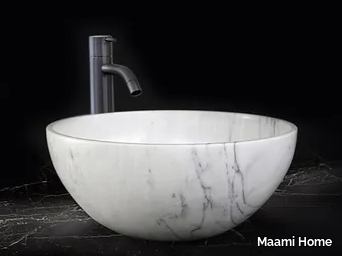 TASSA - Countertop round Carrara marble washbasin _ Maami Home