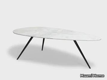 EGGE CARRARA - Low triangular marble coffee table _ Maami Home
