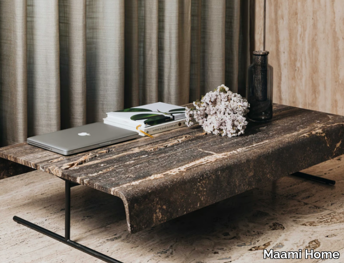 HAUS BLACK TRAVERTINE - Low rectangular natural stone coffee table _ Maami Home
