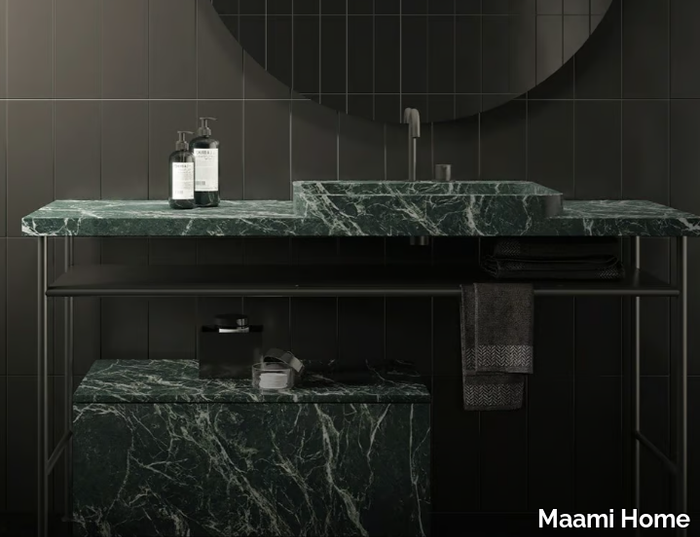 HAWAI - Console marble washbasin with towel rail _ Maami Home