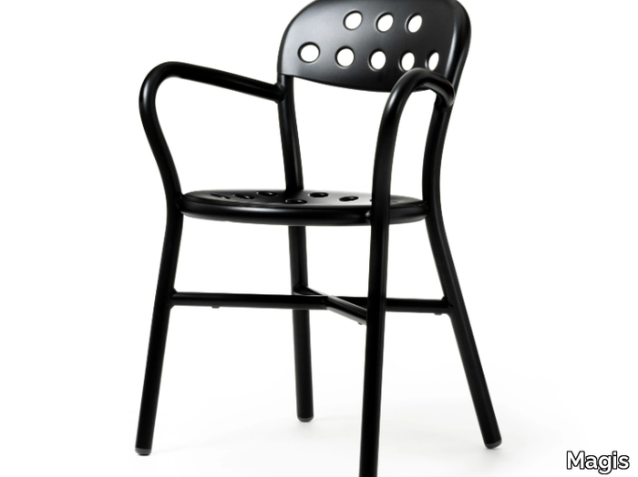 PIPE - Stackable aluminium chair with armrests _ Magis