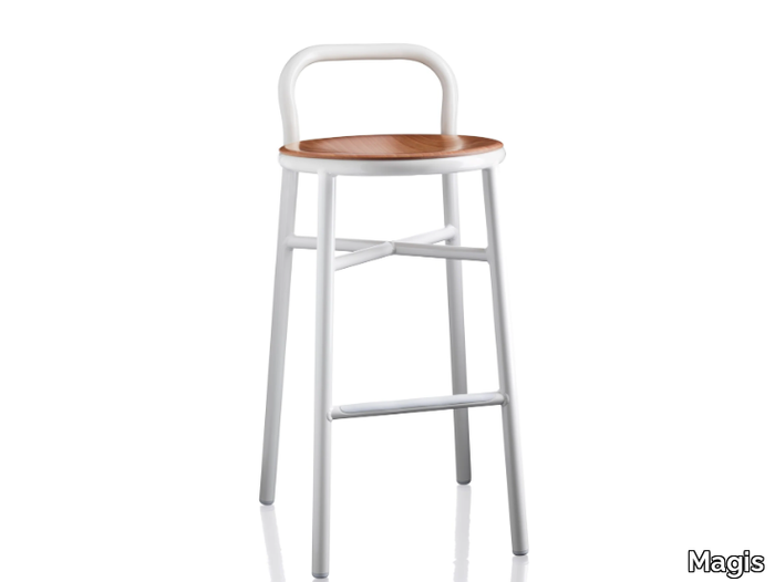 PIPE - Aluminium stool with footrest _ Magis