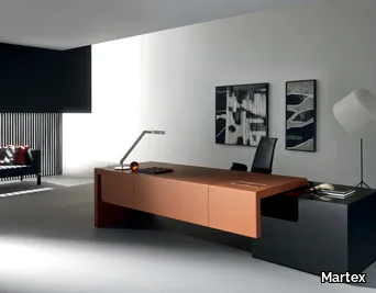 KYO - Rectangular leather office desk _ Martex