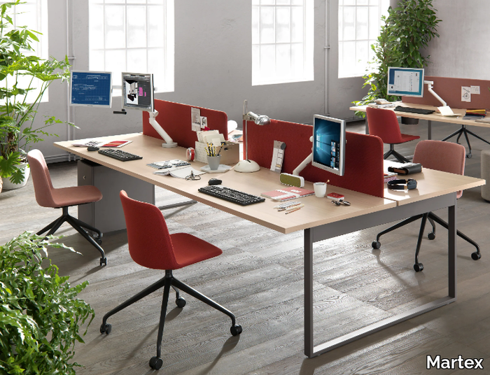 PIGRECO LOOP - Multiple office desk with sound absorbing screens _ Martex