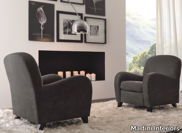 CONVIVIO CONTEMPORARY - Upholstered velvet armchair with armrests _ Martini Interiors